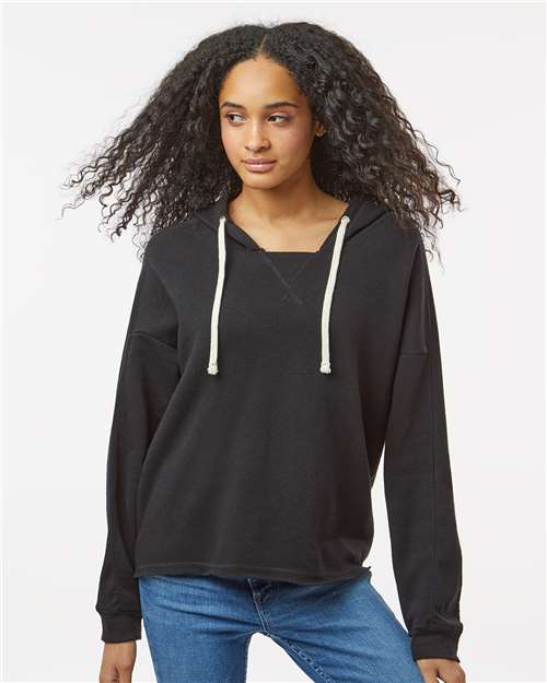 Black Women's Angel Fleece Crop Hooded Sweatshirt - W23101