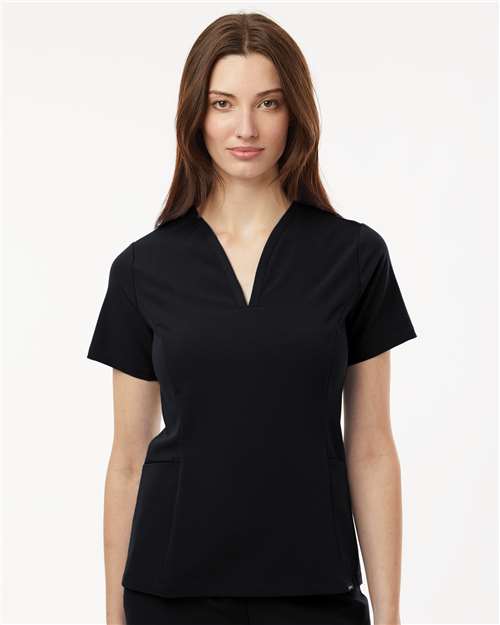 Black Women's Calix Fit & Flare Scrub V-Neck Top - W10003