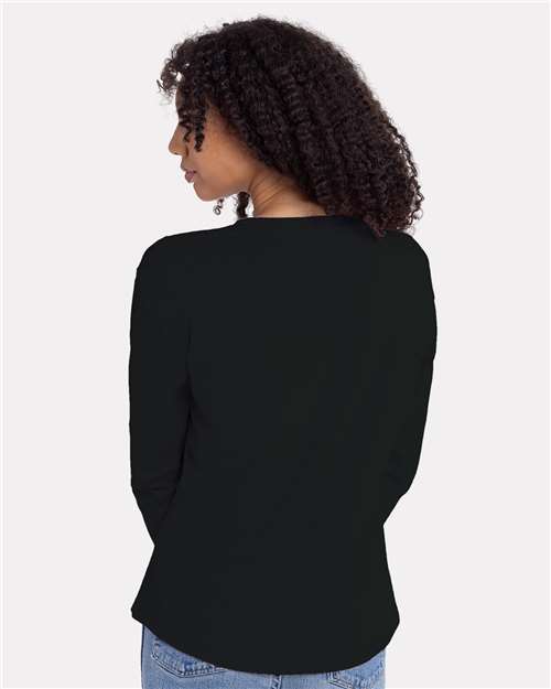 Black Women's Cotton Relaxed Long Sleeve T-Shirt - 3911