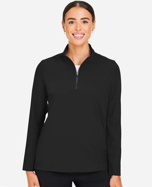 Black Women's CrownLux Performance® Windsor Welded Quarter-Zip Pullover - DG410W