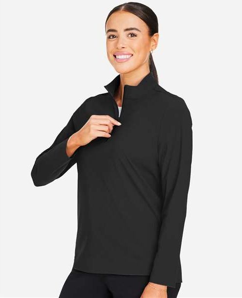 Black Women's CrownLux Performance® Windsor Welded Quarter-Zip Pullover - DG410W