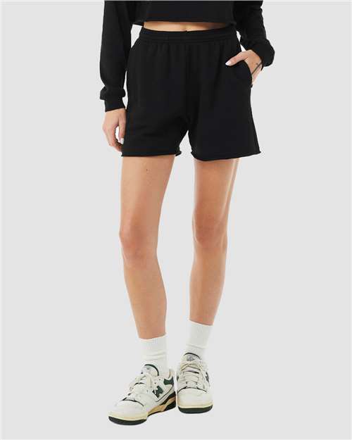 Black Women's Cutoff Fleece Shorts - 3787