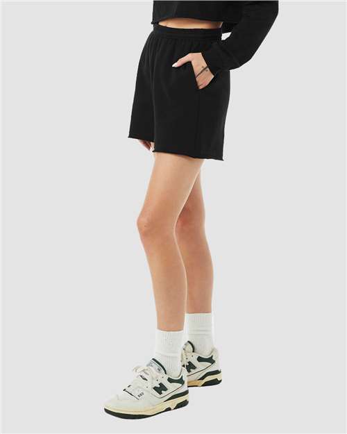 Black Women's Cutoff Fleece Shorts - 3787