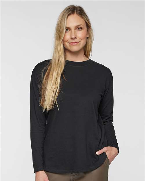 Black Women's Fine Jersey Long Sleeve Tee - 3508
