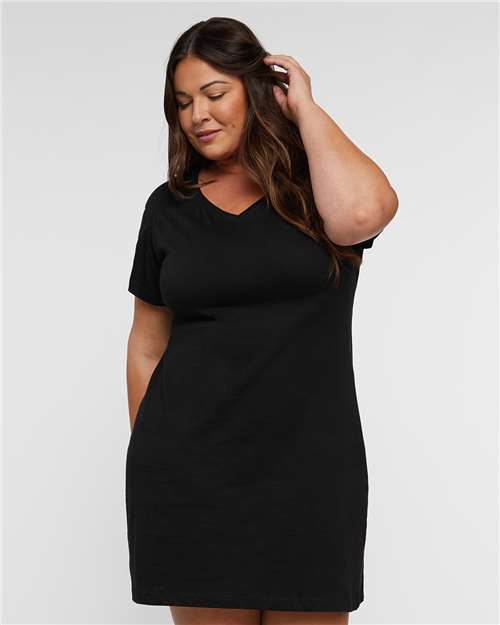 Black Women's Fine Jersey V-Neck Coverup - 3522
