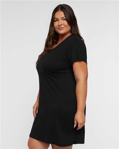 Black Women's Fine Jersey V-Neck Coverup - 3522