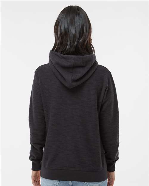 Black Women’s French Terry Sport Lace Scuba Hooded Pullover - 8694