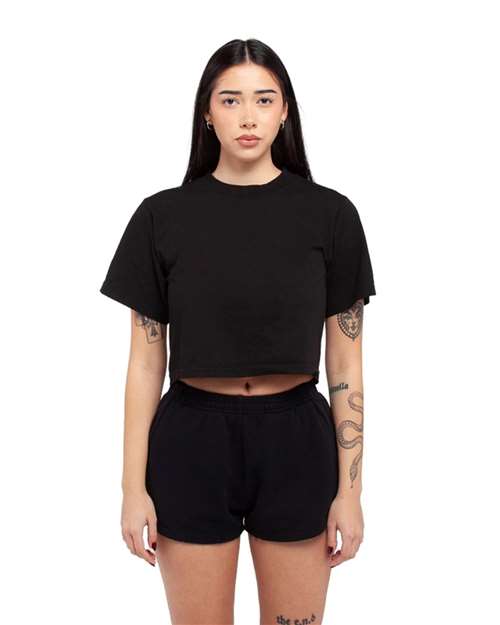 Black Women's Garment-Dye Crop T-Shirt - SHGDC