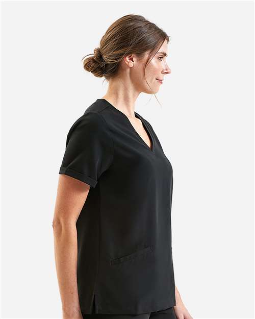 Black Women's Invincible V-Neck Stretch Scrub Top - NN310