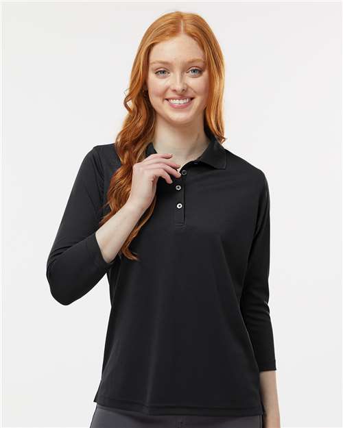 Black Women's Lady Palm Three-Quarter Sleeve Polo - 120