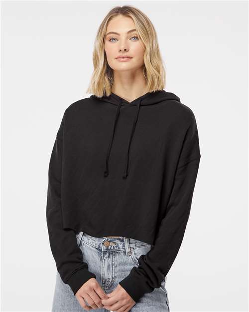 Black Women’s Lightweight Crop Hooded Sweatshirt - AFX64CRP