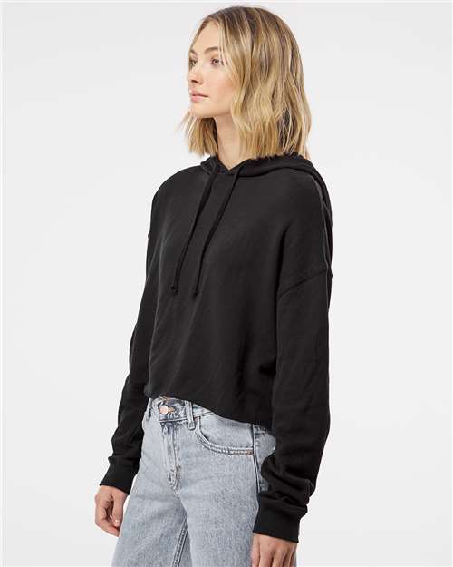 Black Women’s Lightweight Crop Hooded Sweatshirt - AFX64CRP