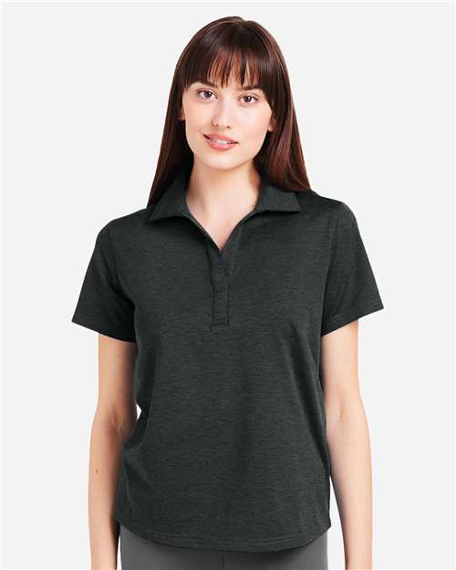 Black Women's Marbled Fairway Polo - PDP7058