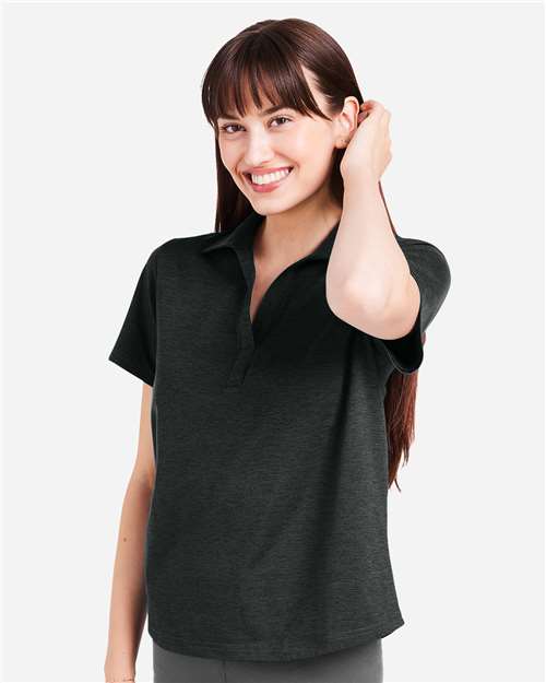 Black Women's Marbled Fairway Polo - PDP7058