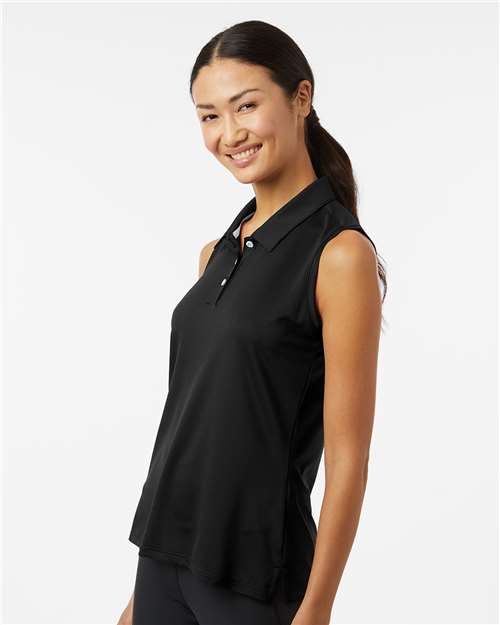 Black Women's Ottoman Sleeveless Polo - A1005