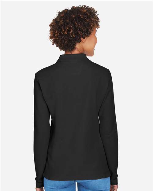 Black Women's Pima Piqué Long Sleeve Polo - D110W