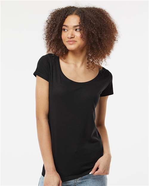 Black Women's Poly-Rich Scoop Neck T-Shirt - 243