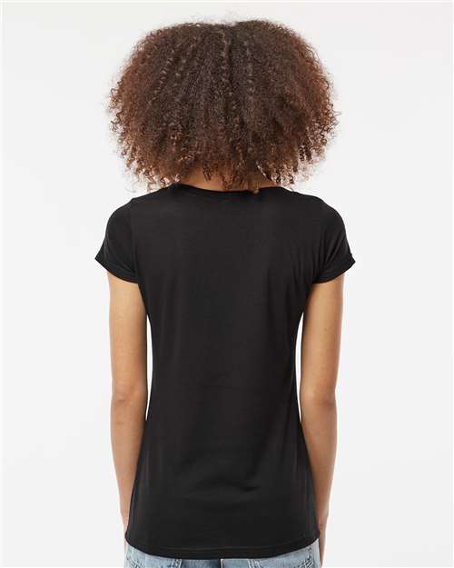 Black Women's Poly-Rich Scoop Neck T-Shirt - 243