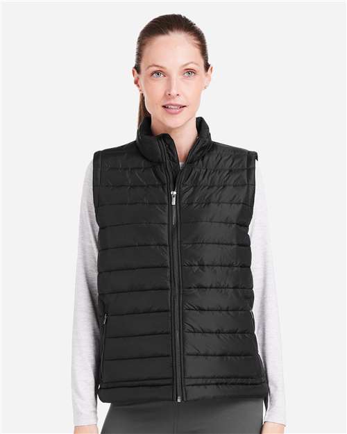 Black Women's Quilted Puffer Vest - TW911