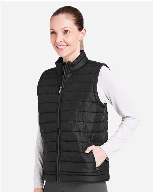 Black Women's Quilted Puffer Vest - TW911