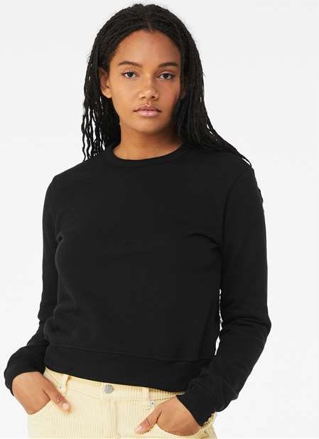 Black Women's Sponge Fleece Classic Crewneck Sweatshirt - 7511