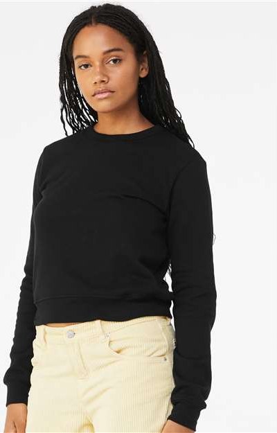 Black Women's Sponge Fleece Classic Crewneck Sweatshirt - 7511