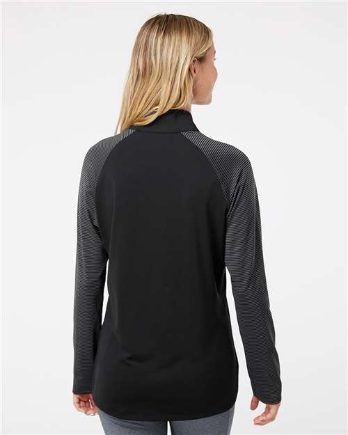 Black Women's Stripe Block Quarter-Zip Pullover - A521