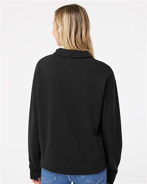 Black Women's Sueded Fleece Quarter-Zip Sweatshirt - W22713