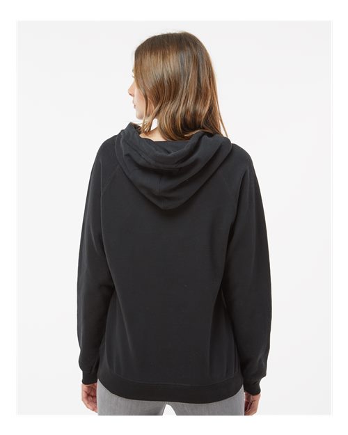 Black Women's Sueded V-Neck Hooded Sweatshirt - 8836