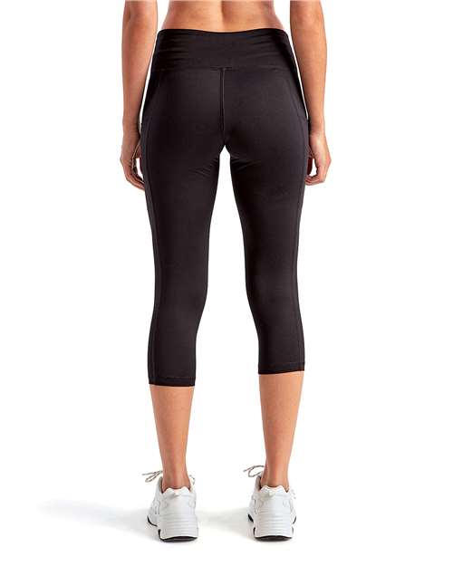 Black Women's Three-Quarter Performance Leggings - TD533