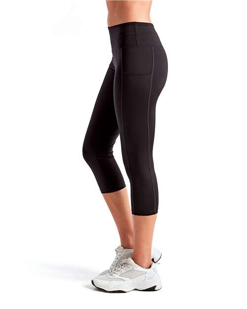 Black Women's Three-Quarter Performance Leggings - TD533