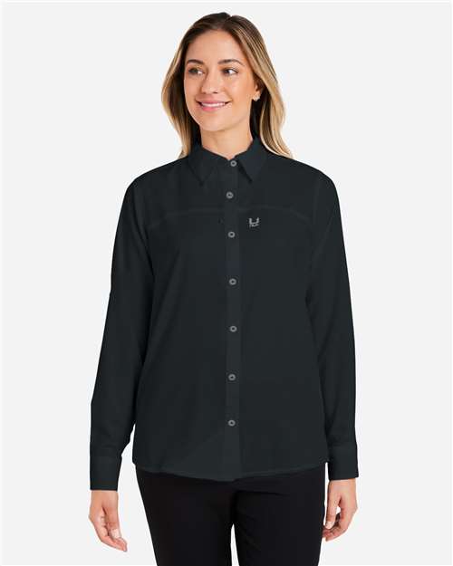 Black Women's Tide Point Long Sleeve Shirt - H615006