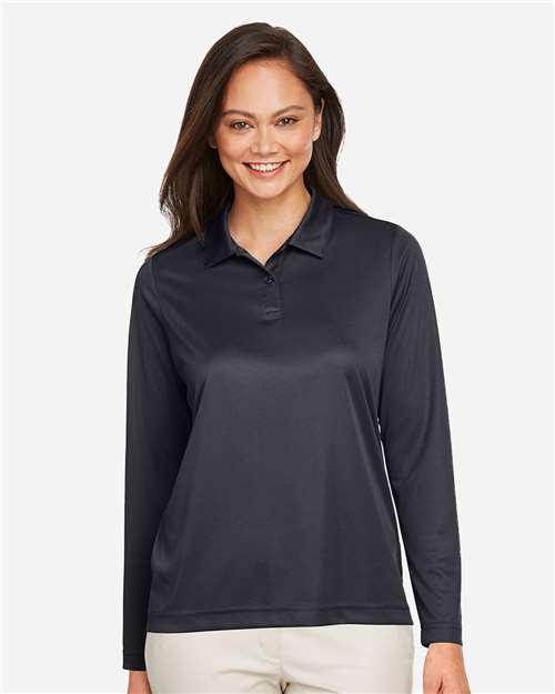 Black Women's Zone Performance Long Sleeve Polo - TT51LW
