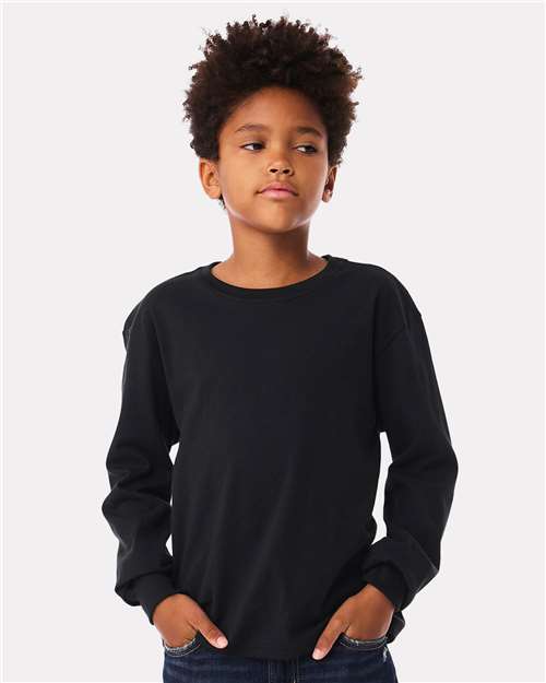 Black Youth 6oz. Heavyweight Long Sleeve Tee - 3511Y