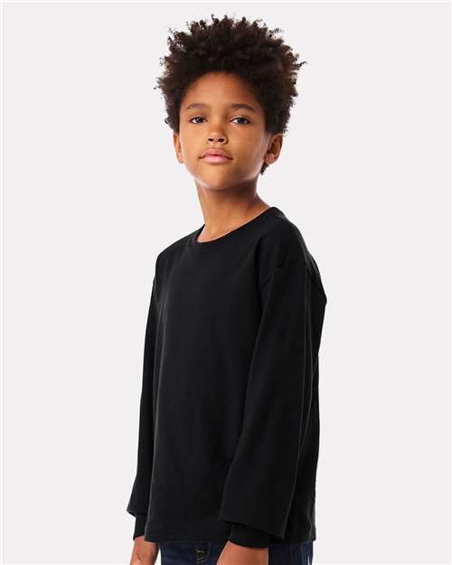 Black Youth 6oz. Heavyweight Long Sleeve Tee - 3511Y