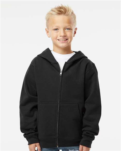 Black Youth Midweight Full-Zip Hooded Sweatshirt - SS4001YZ
