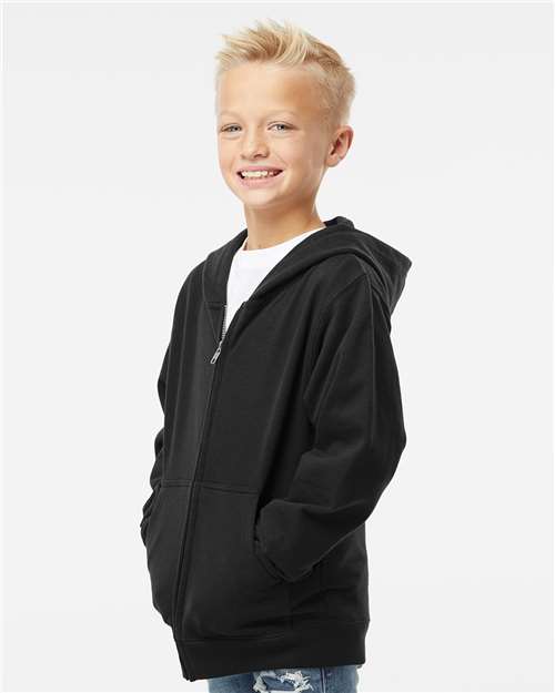 Black Youth Midweight Full-Zip Hooded Sweatshirt - SS4001YZ