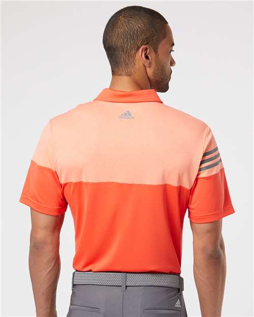Blaze Orange/ Vista Grey Heathered 3-Stripes Colorblocked Polo - A213
