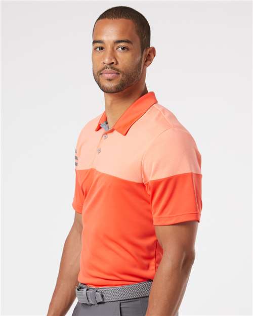 Blaze Orange/ Vista Grey Heathered 3-Stripes Colorblocked Polo - A213