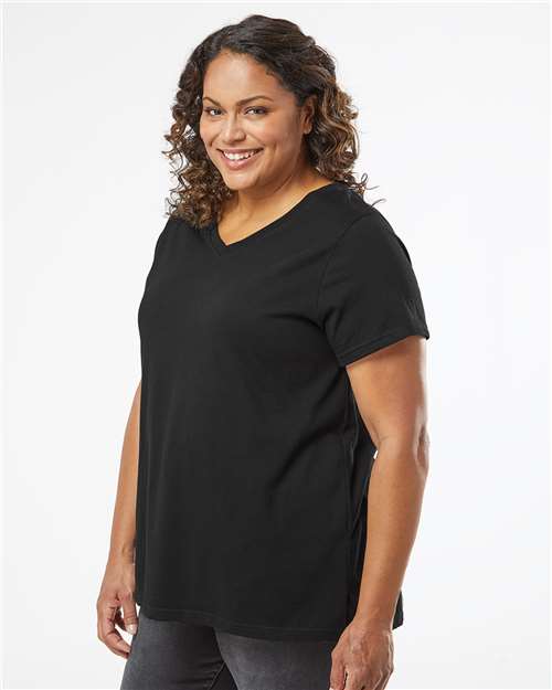 Blended Black Curvy Collection Women's Fine Jersey V-Neck Tee - 3817