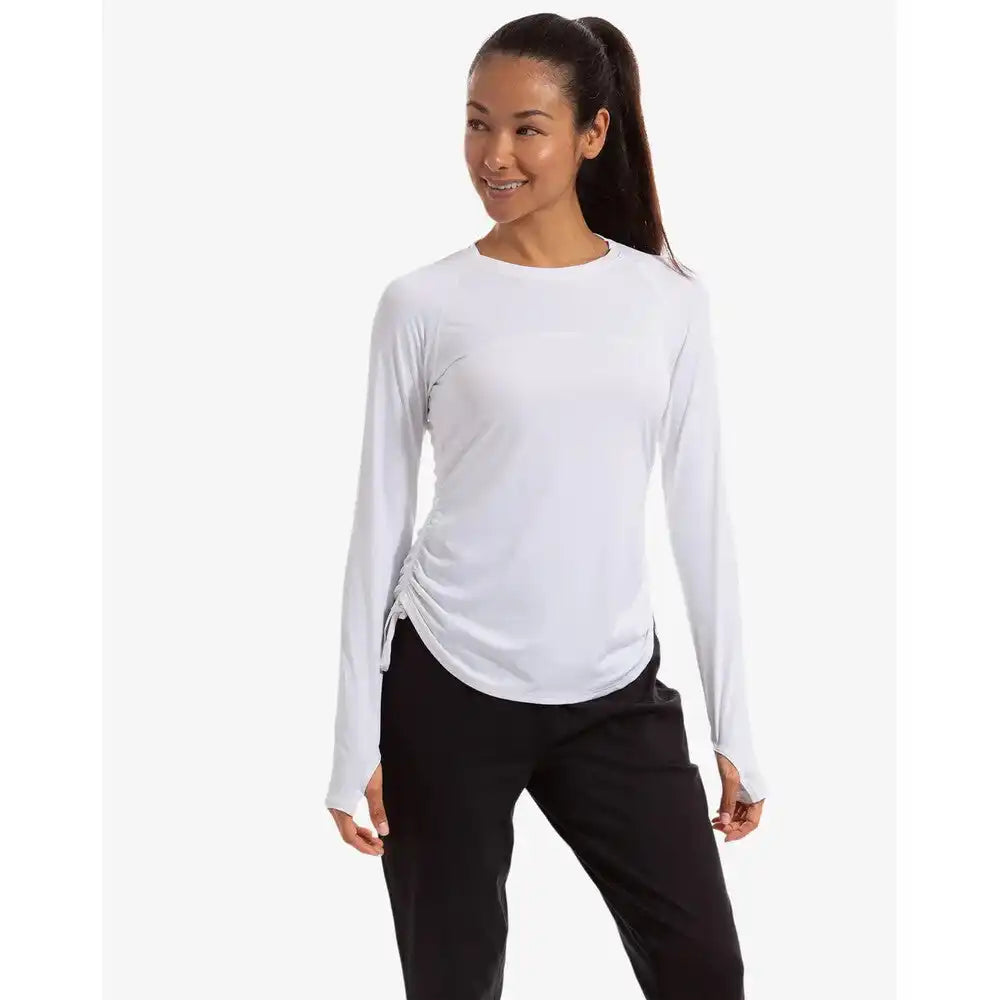 Bloquv Drawstring Long Sleeve Crew - White