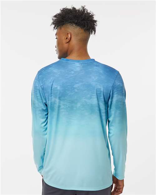 Blue Aqua Fade Montauk Oceanic Fade Performance Long Sleeve T-Shirt - 229