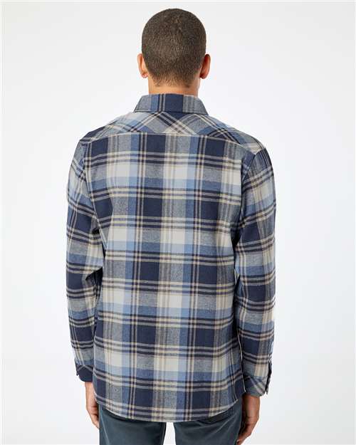 Blue/ Ecru Open Pocket Flannel Shirt - 8212