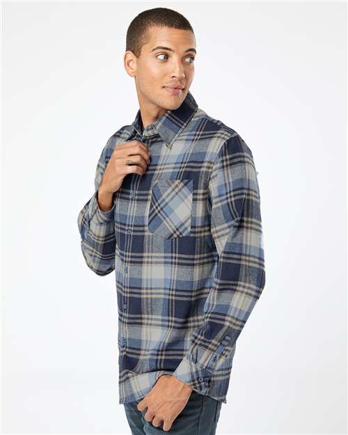 Blue/ Ecru Open Pocket Flannel Shirt - 8212