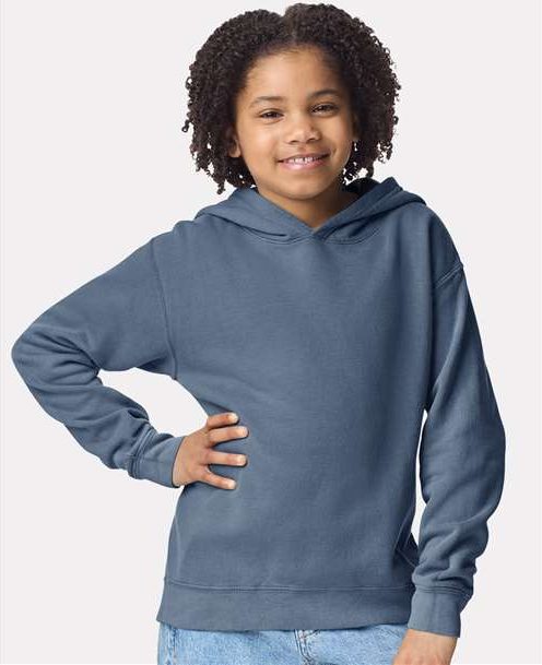 Blue Jean Garment-Dyed Youth Lightweight Fleece Hooded Sweatshirt - 1467Y