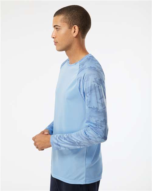 Blue Mist Cayman Performance Camo Colorblocked Long Sleeve T-Shirt - 216