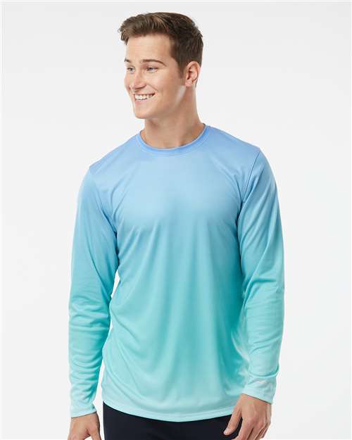 Blue Mist/ Light Teal Barbados Performance Pin Dot Long Sleeve T-Shirt - 225