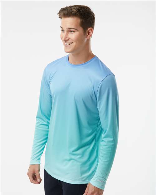 Blue Mist/ Light Teal Barbados Performance Pin Dot Long Sleeve T-Shirt - 225