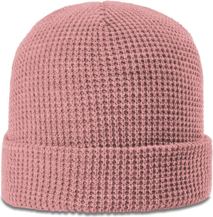 Blush Waffle Knit Beanie with Cuff
