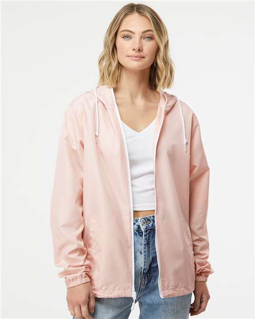 Blush/ White Zipper Lightweight Windbreaker Full-Zip Jacket - EXP54LWZ